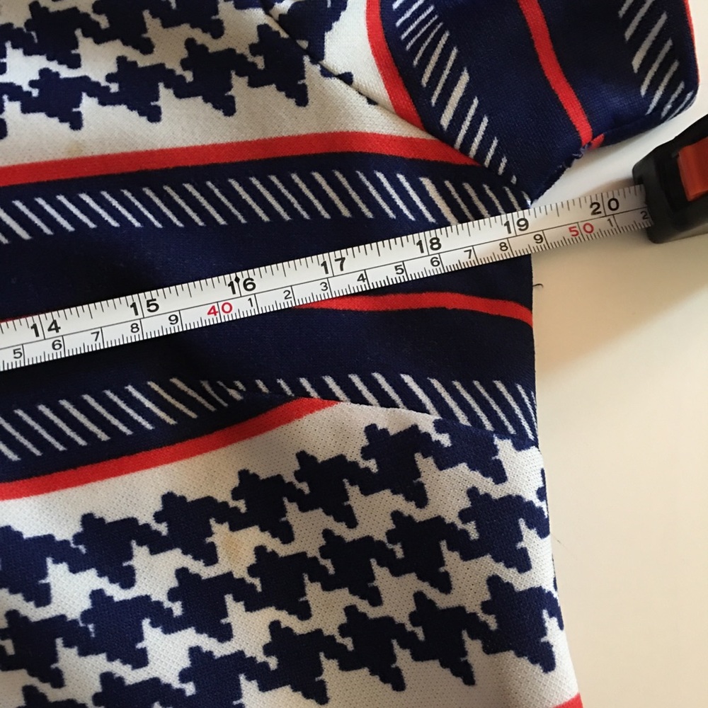 VTG 60 70 MOD Tie Waist Top Red Blue Stripes - Picture 11 of 16